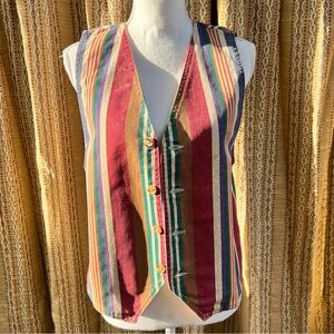 Vintage 90’s colorful striped button down vest